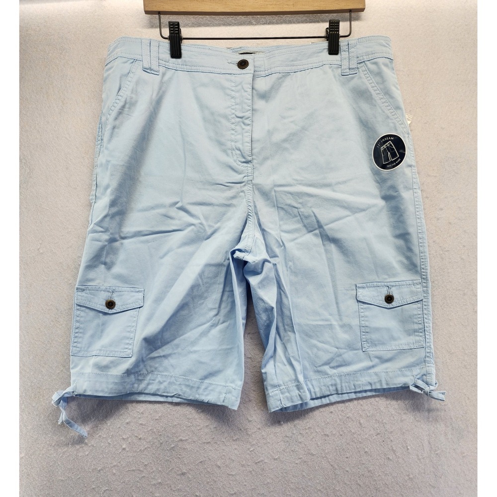 Karen Scott Blue Tummy Control Cargo Bermuda Short Size 16 Coastal Summer Casual - Picture 11 of 11